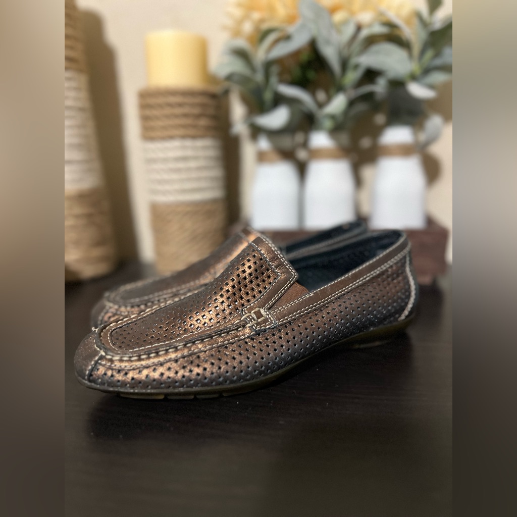 Donald J Pilner Sport Metallic Copper Cesya Leather Driving Moc Loafer Size 7
